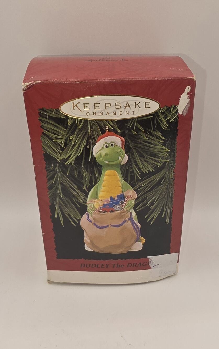 Hallmark Dudley the Dragon Santa Hat Christmas Ornament Dragon Tales 1995